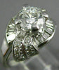 ANTIQUE WIDE 1.59CT DIAMOND PLATINUM 3D ROUND & BAGUETTE ENGAGEMENT RING #26657