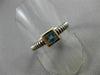 ESTATE .50CT AAA BLUE TOPAZ 925 SILVER & 14KT GOLD SQUARE SOLITAIRE RING #22033