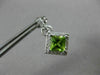 ESTATE 1.76CT DIAMOND & AAA PERIDOT 14KT WHITE GOLD 3D SQUARE HALO POST EARRINGS
