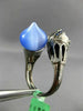 ESTATE LARGE 10.25CT AAA SAPPHIRE & BLUE AGATE 18KT BLACK GOLD ALADDIN LOVE RING