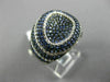 ESTATE WIDE 2.56CT DIAMOND & AAA SAPPHIRE 14K WHITE GOLD 3D OVAL MICRO PAVE RING