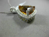 ESTATE EXTRA LARGE 11.01CT DIAMOND & AAA CITRINE 14KT WHITE GOLD 3D HALO PENDANT