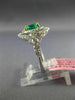 ESTATE 1.21CT DIAMOND & AAA EMERALD 18KT 2 TONE GOLD DOUBLE HALO ENGAGEMENT RING