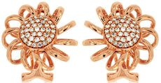 ESTATE LARGE .40CT DIAMOND 14KT ROSE GOLD ROUND SUNFLOWER FUN CLIP ON EARRINGS