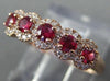 ESTATE .56CT DIAMOND & AAA RUBY 14KT ROSE GOLD 5 STONE WEDDING ANNIVERSARY RING