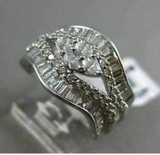 ESTATE 2.26CT DIAMOND 18KT WHITE GOLD MULTI SHAPE CLUSTER MARQUISE PROMISE RING