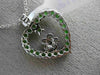 ESTATE 1.09CT DIAMOND & AAA GREEN RUBY 14KT WHITE GOLD FLOWER OPEN HEART PENDANT
