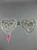 ESTATE LARGE 4.03CT ROUND & BAGUETTE DIAMOND 18KT WHITE GOLD HEART STUD EARRINGS