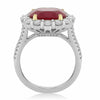 LARGE 8.35CT DIAMOND & AAA RUBY 18K 2 TONE GOLD FLOWER OVAL HALO ENGAGEMENT RING