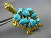 ESTATE WIDE 45.4CT DIAMOND & TURQUOISE 14K YELLOW GOLD HAPPY TURTLE PIN BROOCH