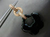 ESTATE LARGE .30CT DIAMOND & AAA ONYX 14K ROSE GOLD FLOWER STAR HANGING EARRINGS