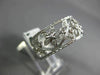 ANTIQUE .42CT DIAMOND 14KT WHITE GOLD 3D FLOWER FILIGREE ETERNITY RING #22243