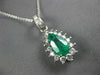 1.96CT DIAMOND & COLOMBIAN EMERALD 14K WHITE GOLD PEAR SHAPE HALO PENDANT #27053