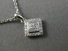 ESTATE SMALL .09CT DIAMOND 14K WHITE GOLD DOUBLE SQUARE CLUSTER FLOATING PENDANT