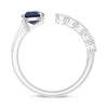 LARGE 2.41CT DIAMOND & AAA SAPPHIRE 18KT WHITE GOLD CUSHION SOLITAIRE LOVE RING