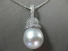 ESTATE LARGE & LONG .57CT DIAMOND 18KT WHITE GOLD SOUTH SEA PEARL PAVE PENDANT