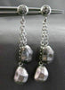 ESTATE LONG .12CT DIAMOND 14K WHITE & BLACK GOLD 3D HAMMER LOOK HANGING EARRINGS