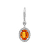 4.23CT DIAMOND & AAA ORANGE SAPPHIRE 18K WHITE GOLD OVAL FLOWER HANGING EARRINGS
