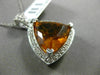 ESTATE EXTRA LARGE 11.01CT DIAMOND & AAA CITRINE 14KT WHITE GOLD 3D HALO PENDANT