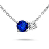 .92CT DIAMOND & AAA SAPPHIRE 14K WHITE GOLD ROUND DOUBLE SOLITAIRE LOVE NECKLACE