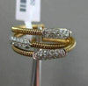 ESTATE .32CT DIAMOND 18KT WHITE & YELLOW GOLD 3D 3 ROW CRISS CROSS FLEXIBLE RING