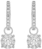 ESTATE .89CT DIAMOND 14KT WHITE GOLD 3D CLUSTER FLOWER FUN HANGING EARRINGS
