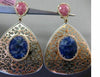 ESTATE LARGE 2.25CT DIAMOND & MULTI GEM 14KT WHITE & ROSE GOLD CLIP ON EARRINGS