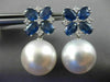 LARGE 5CT DIAMOND & AAA SAPPHIRE SOUTH SEA PEARL 18KT WHITE GOLD FLOWER EARRINGS