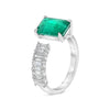 LARGE 3.55CT DIAMOND & AAA EMERALD 18KT WHITE GOLD 3D EMERALD CUT SOLITAIRE RING