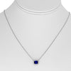1.19CT DIAMOND & AAA SAPPHIRE 14K WHITE GOLD EMERALD CUT SOLITAIRE LOVE NECKLACE
