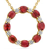 1.95CT DIAMOND & AAA RUBY 14KT YELLOW GOLD OVAL & ROUND CIRCLE OF LIFE NECKLACE