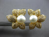 EXTRA LARGE 3.26CT DIAMOND & AAA SOUTH SEA PEARL 18K YELLOW GOLD FLOWER EARRINGS