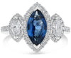LARGE 2.75CT DIAMOND & AAA SAPPHIRE PLATINUM MARQUISE SHAPE HALO ENGAGEMENT RING
