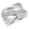 ESTATE WIDE .48CT DIAMOND 14KT WHITE GOLD 3D MULTI ROW CRISS CROSS FUN RING