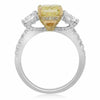 GIA CERTIFIED 3.98CT WHITE & FANCY YELLOW DIAMOND 18K 2TONE GOLD ENGAGEMENT RING