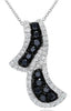 .70CT WHITE & BLACK DIAMOND 14KT WHITE GOLD 3D DOUBLE LEAF LOVE KNOT FUN PENDANT
