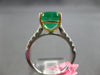 4.77CT DIAMOND & AAA EMERALD 18K 2 TONE GOLD EMERALD CUT & ROUND ENGAGEMENT RING