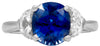 4.72CT DIAMOND & AAA SAPPHIRE PLATINUM ROUND & MOON CUT 3 STONE ENGAGEMENT RING