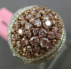 ESTATE LARGE 2.29CT PINK & WHITE DIAMOND 18KT 2 TONE GOLD MULTI SHAPE OVAL RING