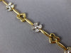 ESTATE .40CT DIAMOND 14KT WHITE & YELLOW GOLD FLOWER HEART LOVE BRACELET #1487