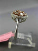 WIDE .97CT WHITE & PINK DIAMOND 18KT WHITE & ROSE GOLD CLUSTER HALO FLOWER RING