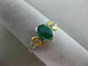ESTATE .83CT DIAMOND & EMERALD 14K TWO TONE GOLD OVAL SEMI BEZEL ENGAGEMENT RING