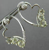 ESTATE .32CT DIAMOND & GREEN AMETHYST 14K WHITE GOLD 3 STONE HEART STUD EARRINGS