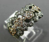 ESTATE WIDE .50CT DIAMOND 14KT WHITE & ROSE GOLD MILGRAIN MULTI HEART LOVE RING