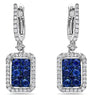 1.7CT DIAMOND & AAA SAPPHIRE 18K WHITE GOLD SQUARE HALO OCTAGON HANGING EARRINGS