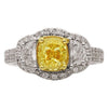 ESTATE LARGE 2.52CT WHITE & FANCY YELLOW DIAMOND 18K TWO TONE GOLD PROMISE RING