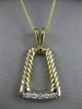 ANTIQUE .25CT DIAMOND 18KT WHITE & YELLOW GOLD FILIGREE ROPE BELL PENDANT #7318