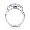 LARGE 2.89CT DIAMOND & AAA SAPPHIRE PLATINUM PEAR SHAPE & ROUND ENGAGEMENT RING