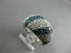 ESTATE LARGE 3.49CT WHITE BLUE DIAMOND 18K WHITE GOLD MULTI ROW ANNIVERSARY RING