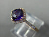ESTATE 1.02CT DIAMOND & AAA AMETHYST 14KT ROSE GOLD 3D CUSHION FUN LOVE RING